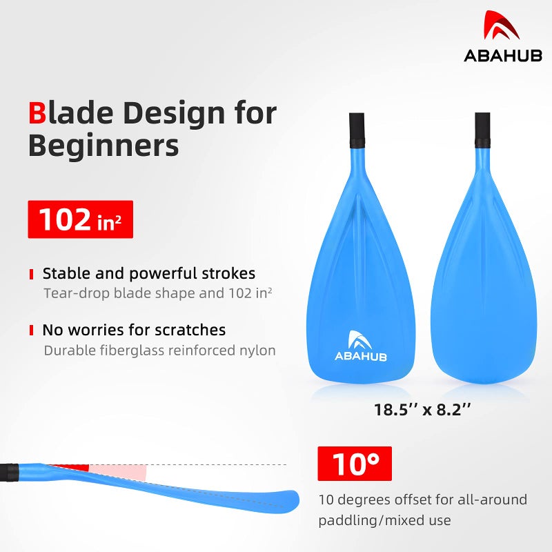 Abahub SUP Paddles - 3 Piece Adjustable Stand up Paddle - Lightweight Oar for Paddleboard, Adjustable Aluminum Alloy PU Coated Shaft 68" - 84", Blue Plastic Nylon Blade - Image 2